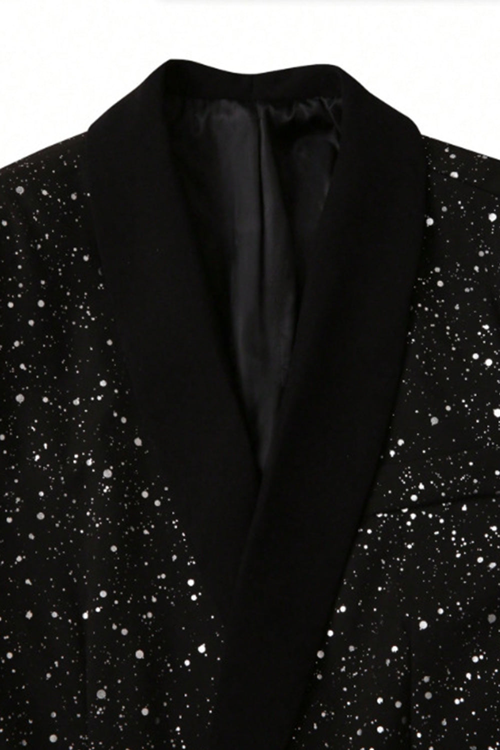 2 Piece Black Shawl Lapel One Button Glitter Men's Suits