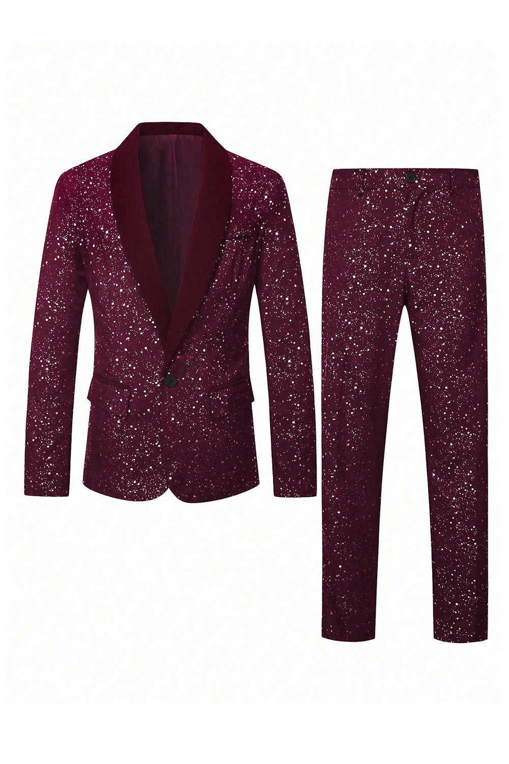 2 Piece Black Shawl Lapel One Button Glitter Men's Suits