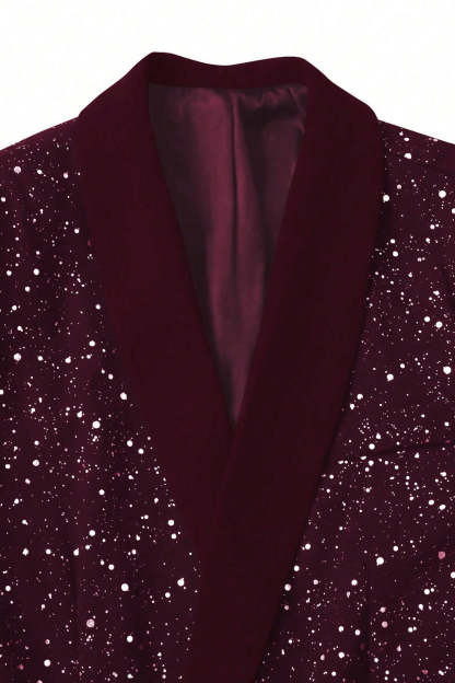 2 Piece Black Shawl Lapel One Button Glitter Men's Suits