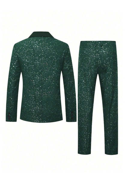 2 Piece Black Shawl Lapel One Button Glitter Men's Suits