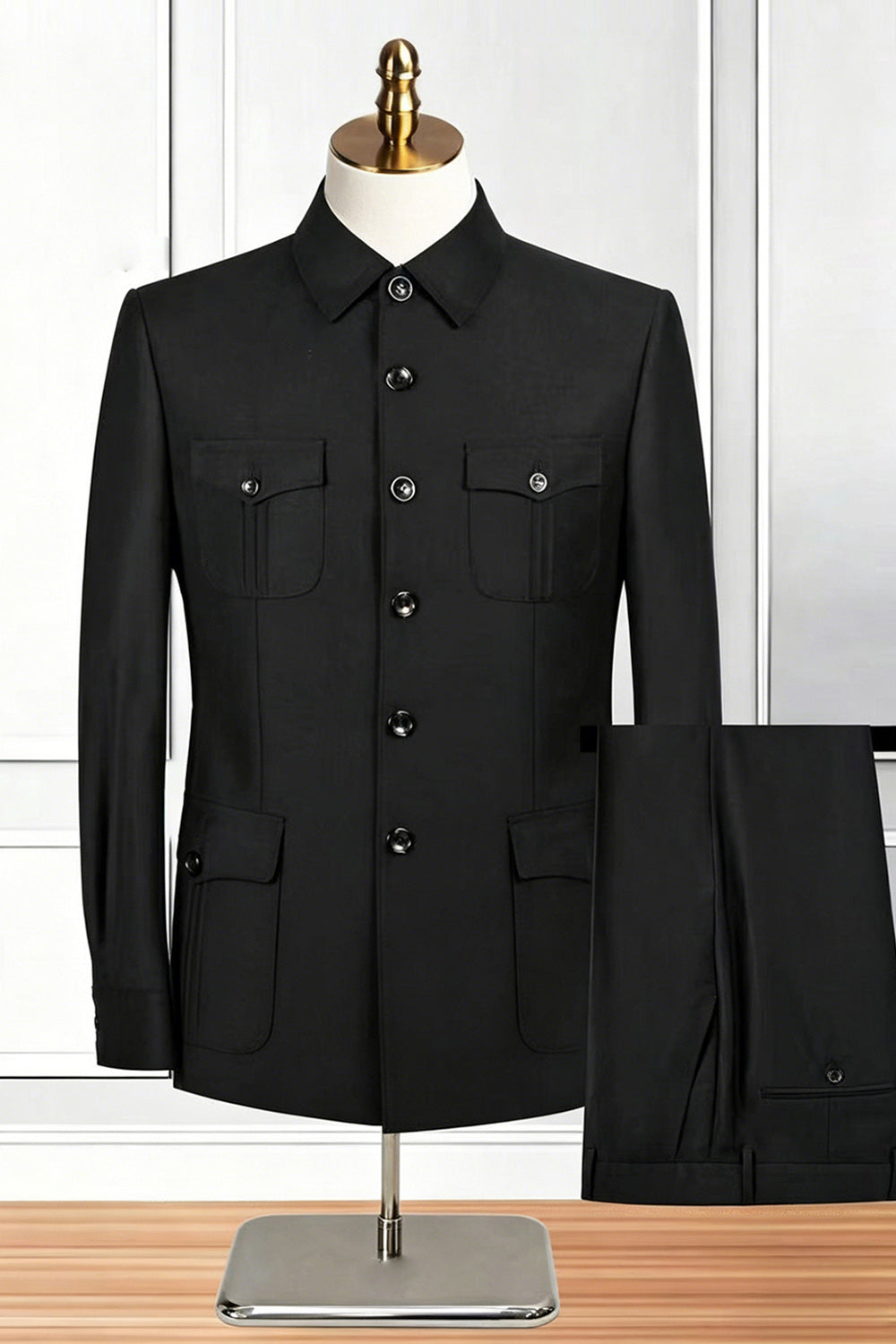 Single Breasted Black 2 Piece Men's Suits
