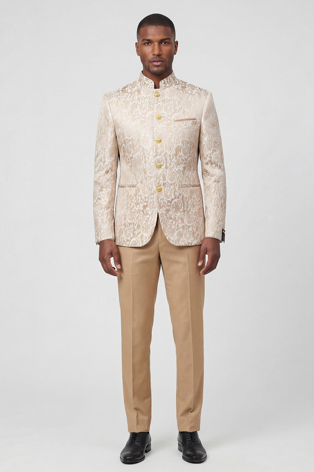 Leely Men Gold Men's Suits Single Breasted 2 Piece Men's Prom Suits
