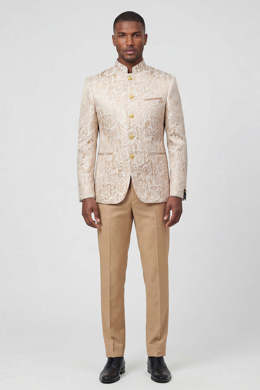 Leely Men Gold Men's Suits Single Breasted 2 Piece Men's Prom Suits