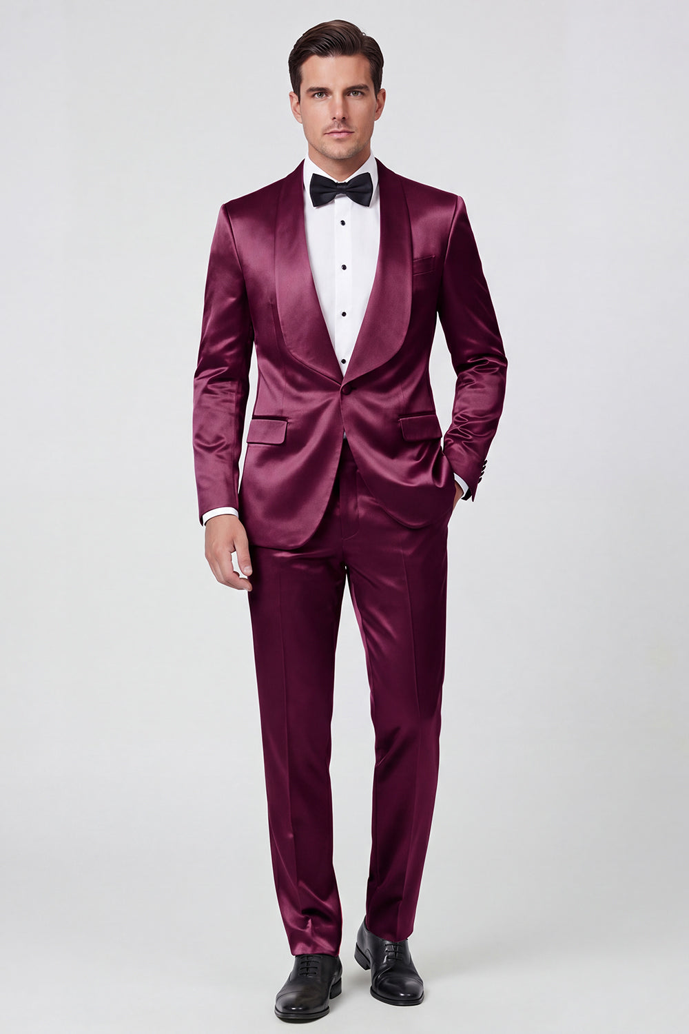 2 Piece Shawl Lapel Champagne One Button Men's Prom Suits with Pockets