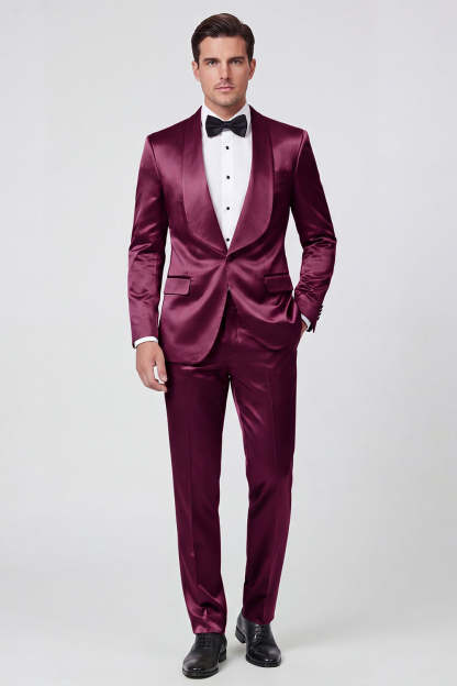 2 Piece Shawl Lapel Champagne One Button Men's Prom Suits with Pockets