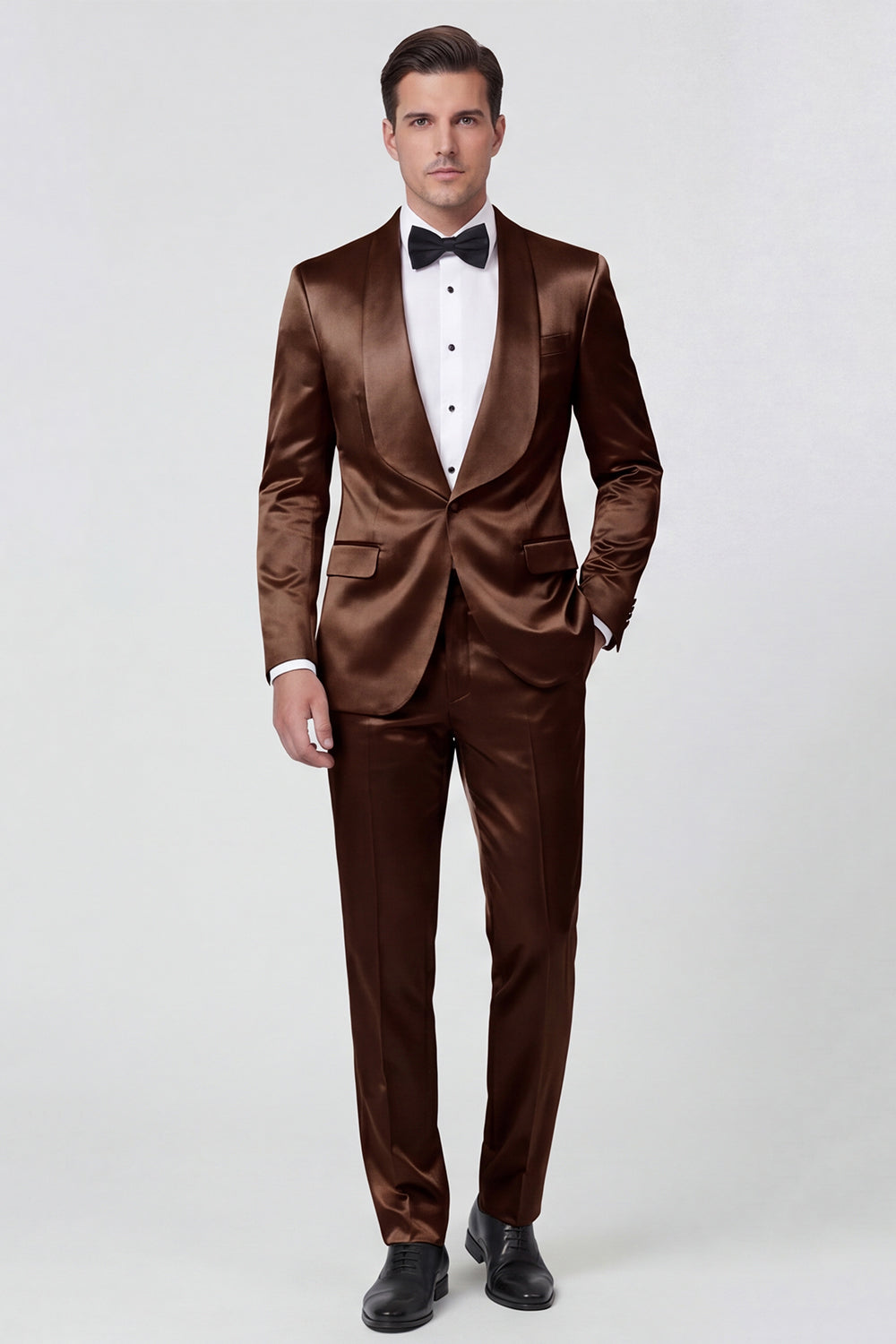 2 Piece Shawl Lapel Champagne One Button Men's Prom Suits with Pockets