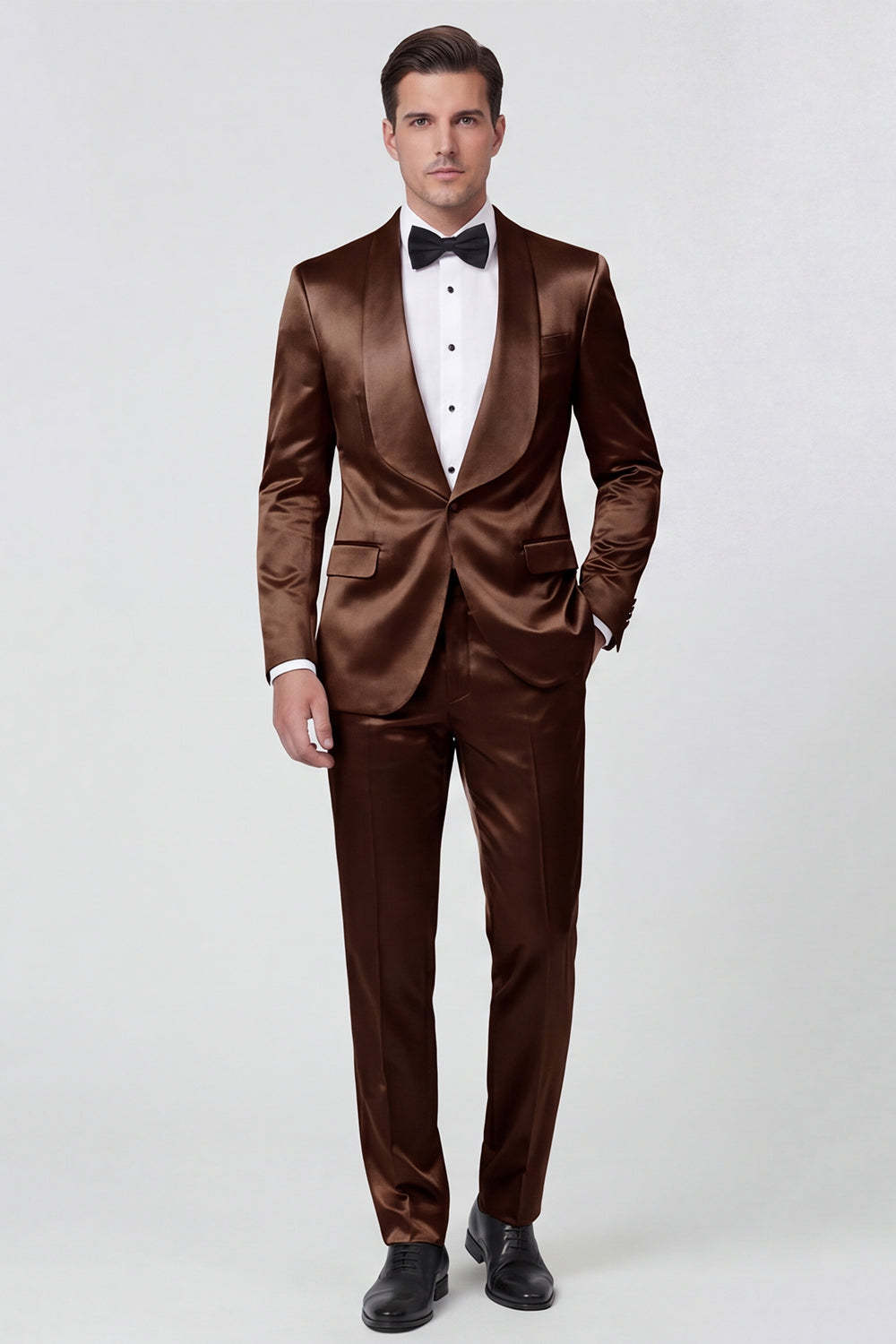 2 Piece Shawl Lapel Champagne One Button Men's Prom Suits with Pockets