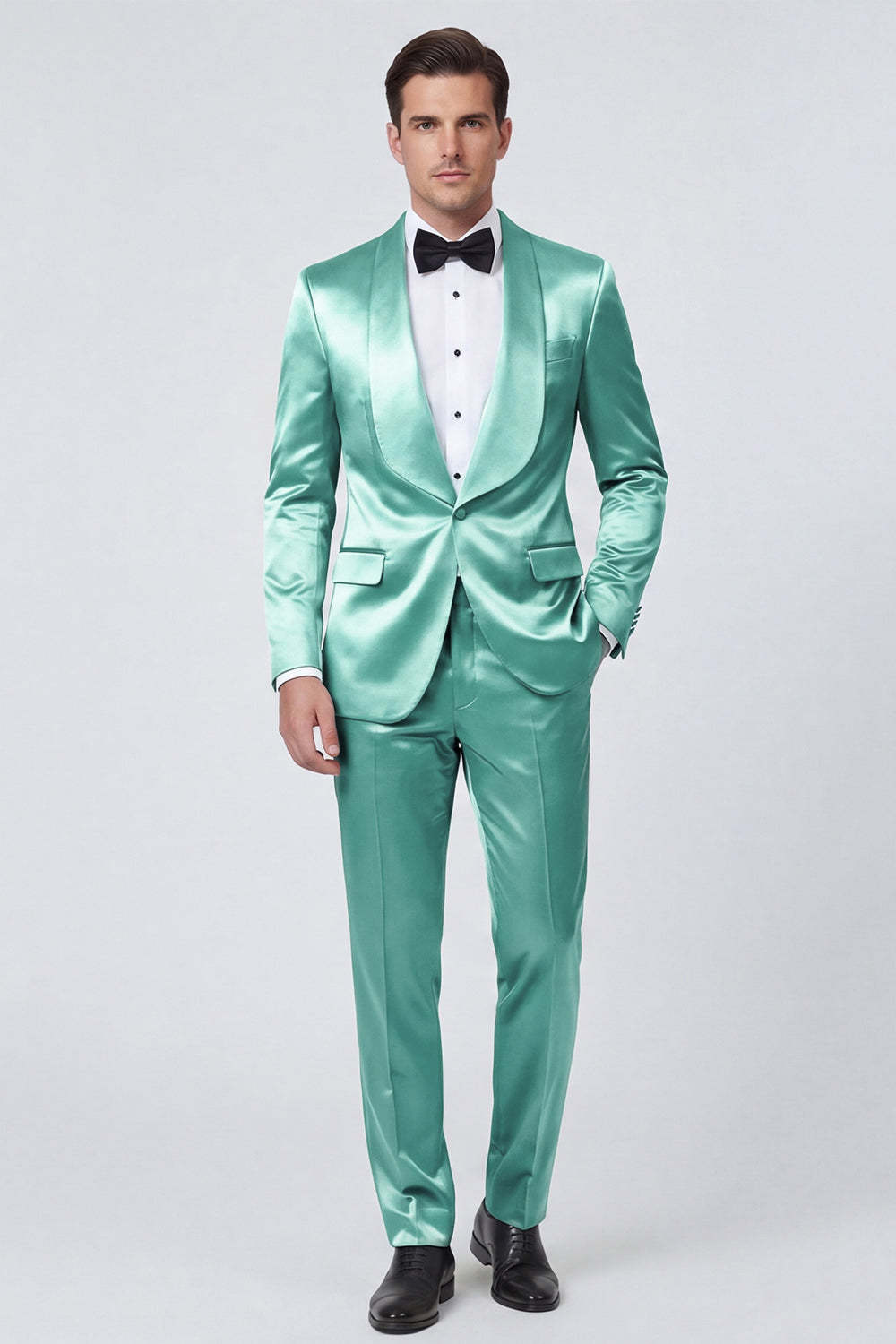2 Piece Shawl Lapel Champagne One Button Men's Prom Suits with Pockets