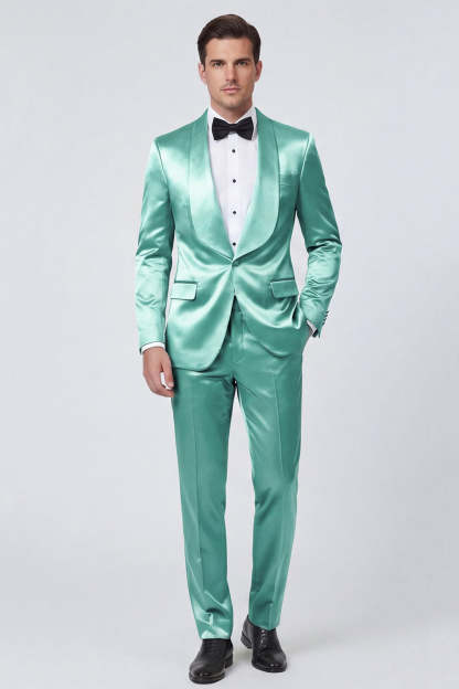 2 Piece Shawl Lapel Champagne One Button Men's Prom Suits with Pockets