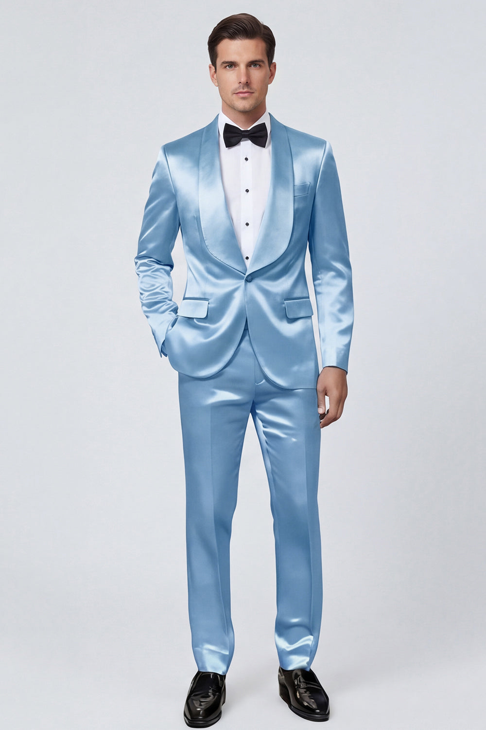 2 Piece Shawl Lapel Champagne One Button Men's Prom Suits with Pockets