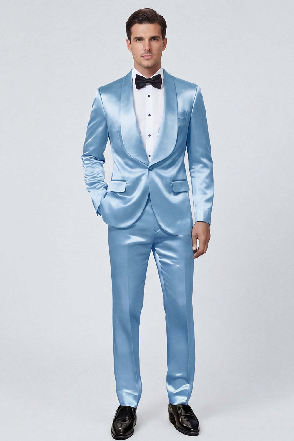 2 Piece Shawl Lapel Champagne One Button Men's Prom Suits with Pockets
