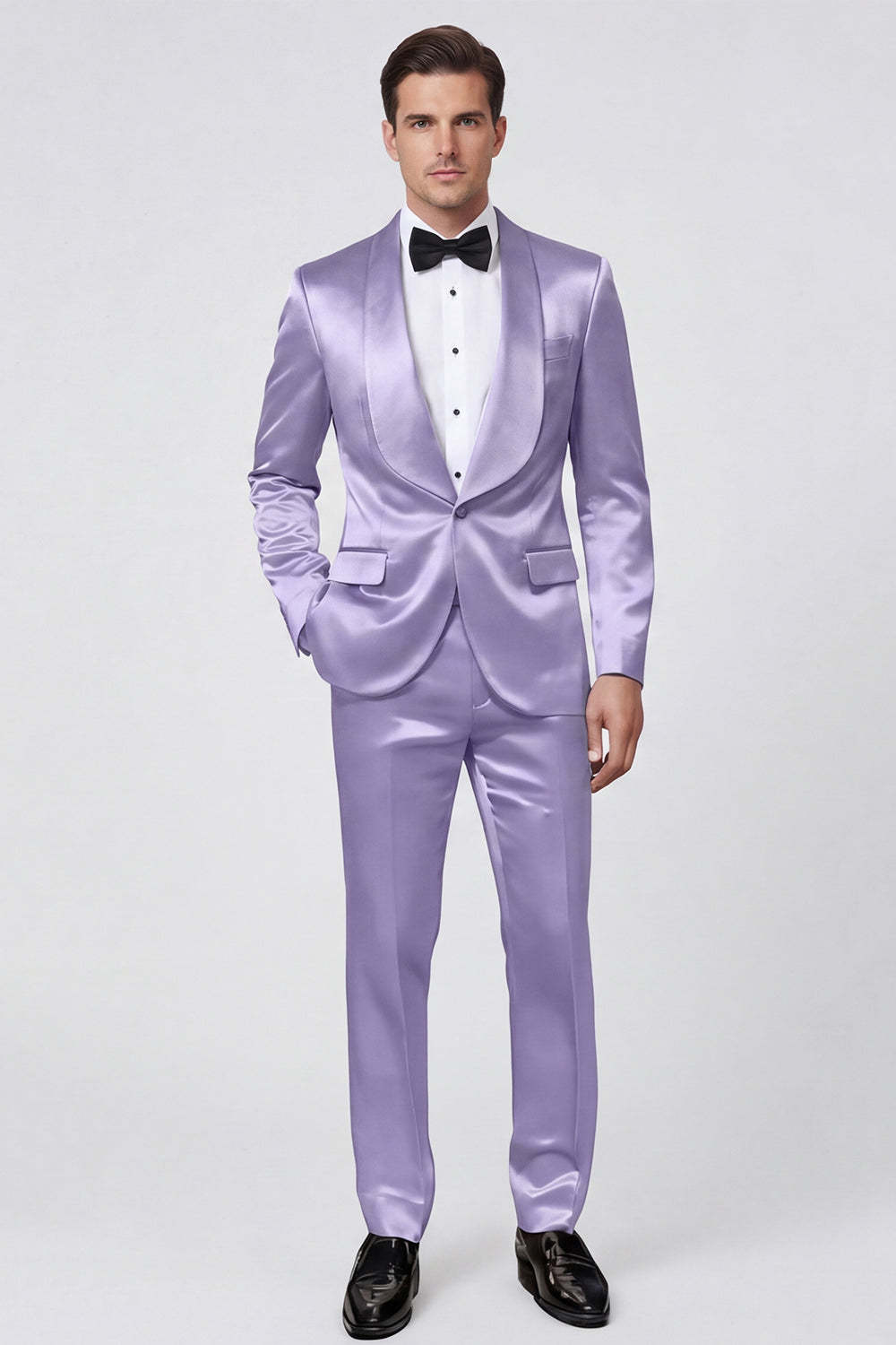 2 Piece Shawl Lapel Champagne One Button Men's Prom Suits with Pockets