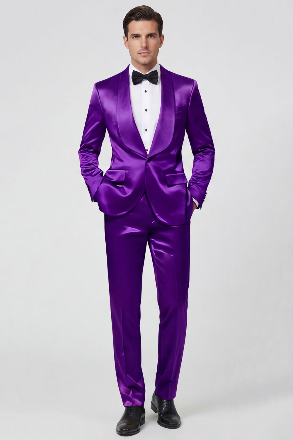 2 Piece Shawl Lapel Champagne One Button Men's Prom Suits with Pockets