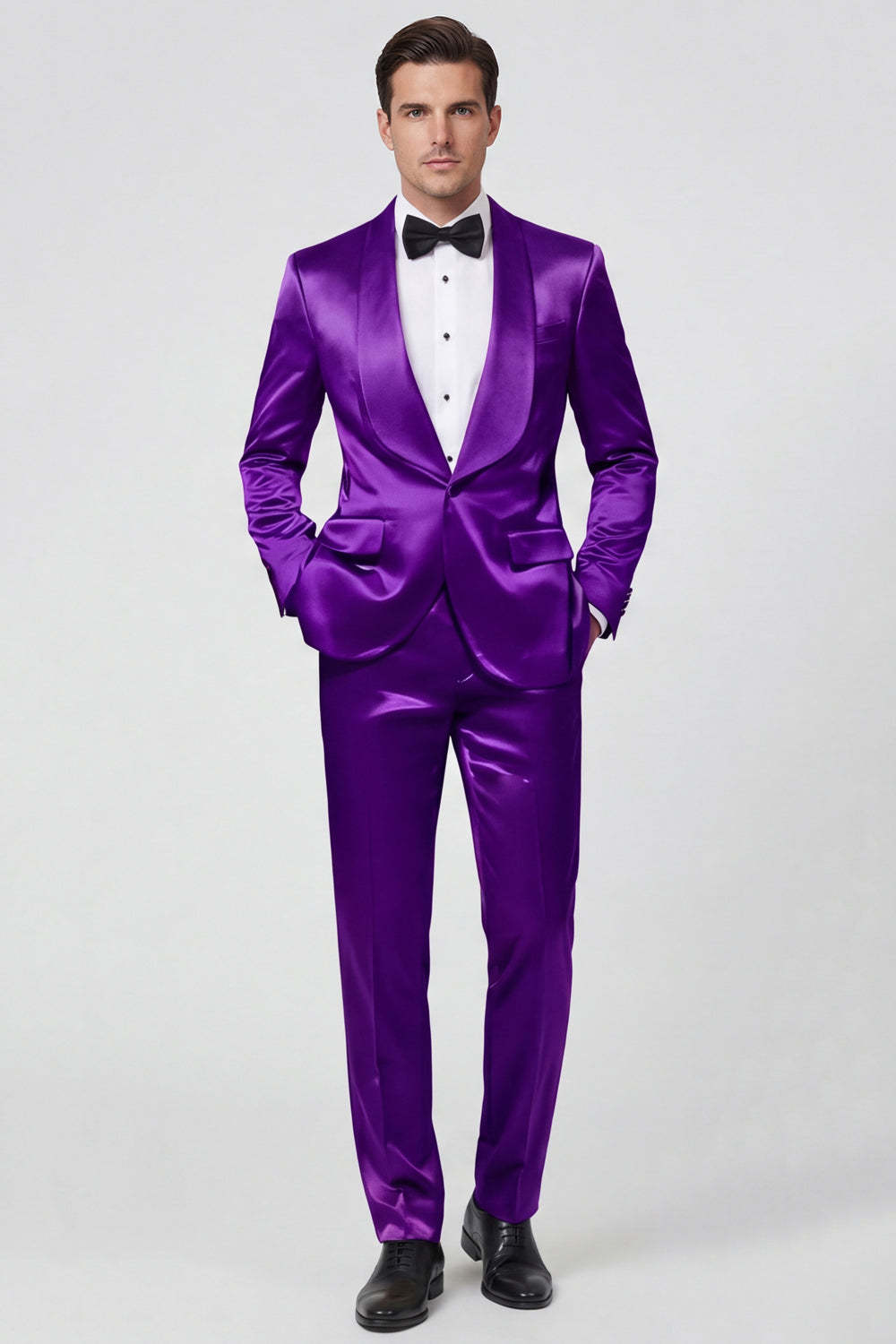 2 Piece Shawl Lapel Champagne One Button Men's Prom Suits with Pockets