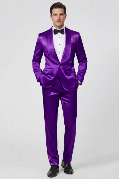 2 Piece Shawl Lapel Champagne One Button Men's Prom Suits with Pockets