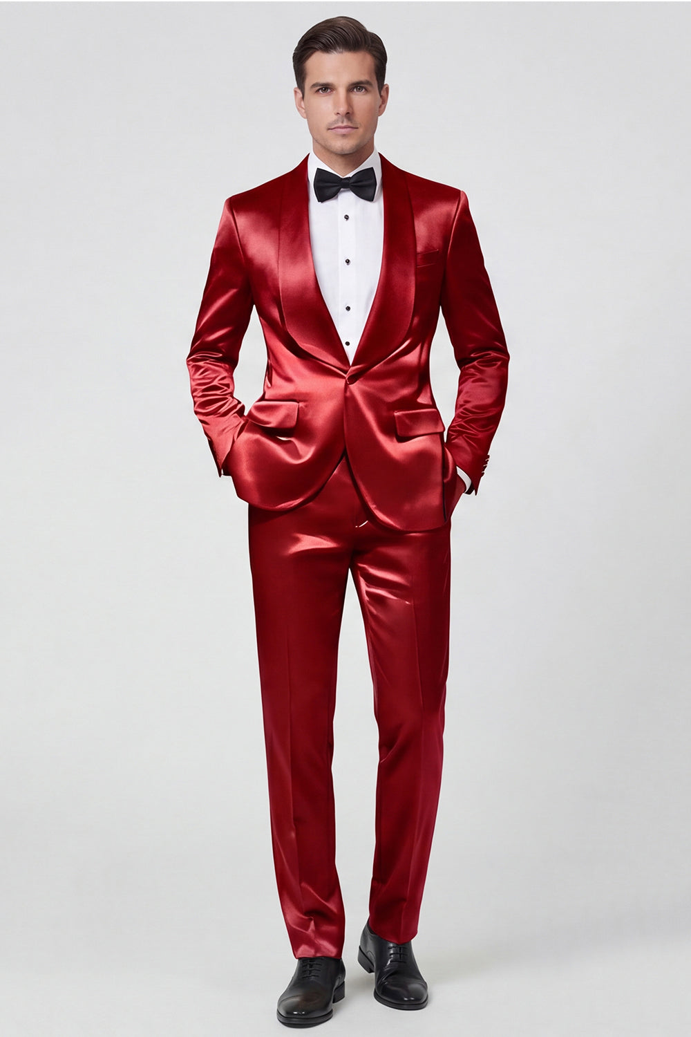 2 Piece Shawl Lapel Champagne One Button Men's Prom Suits with Pockets