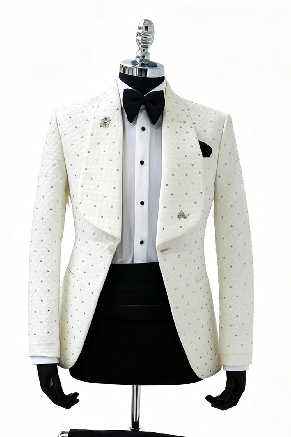 One Button 2 Piece Shawl Lapel Blue Men's Prom Suits with Beading