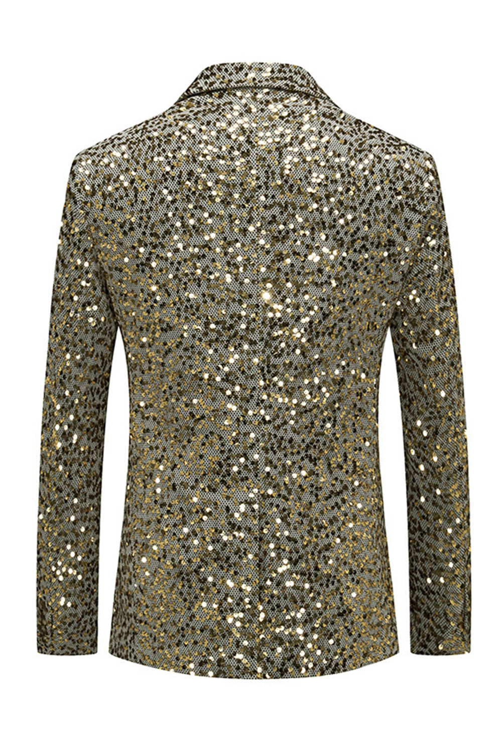 Single Breasted Gold Notch Lapel Sparkly Beaded Men's Jacket