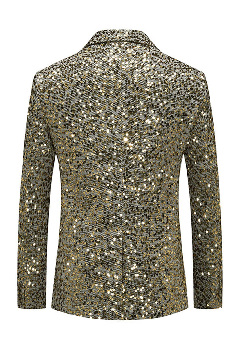 Single Breasted Gold Notch Lapel Sparkly Beaded Men's Jacket