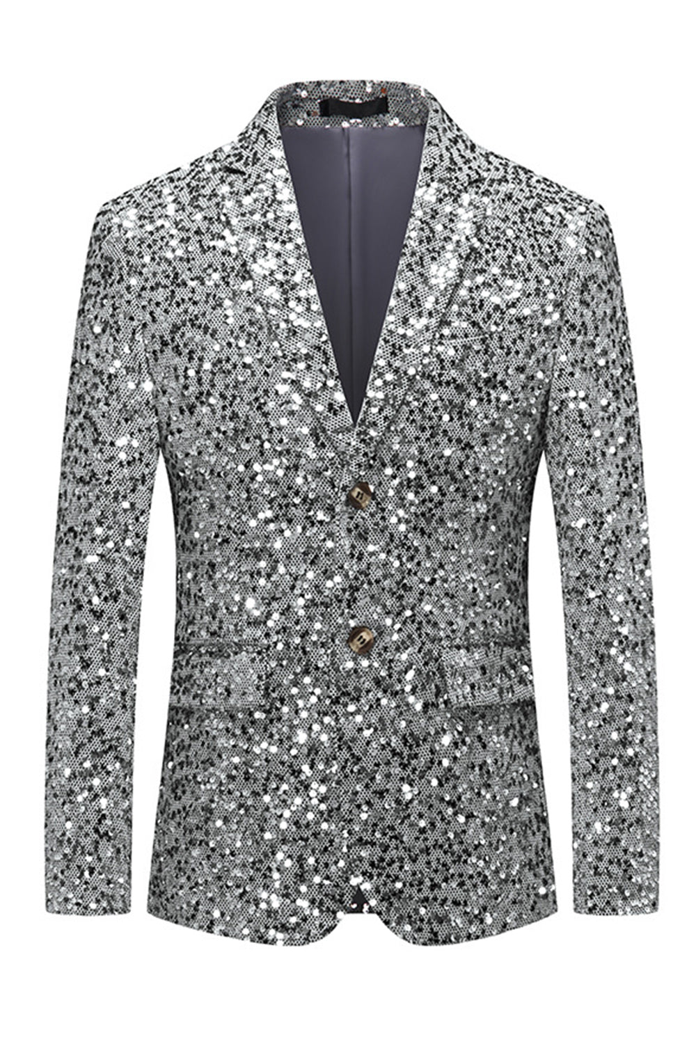Single Breasted Gold Notch Lapel Sparkly Beaded Men's Jacket