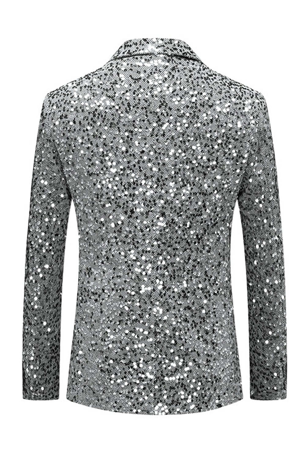 Single Breasted Gold Notch Lapel Sparkly Beaded Men's Jacket