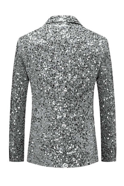 Single Breasted Gold Notch Lapel Sparkly Beaded Men's Jacket