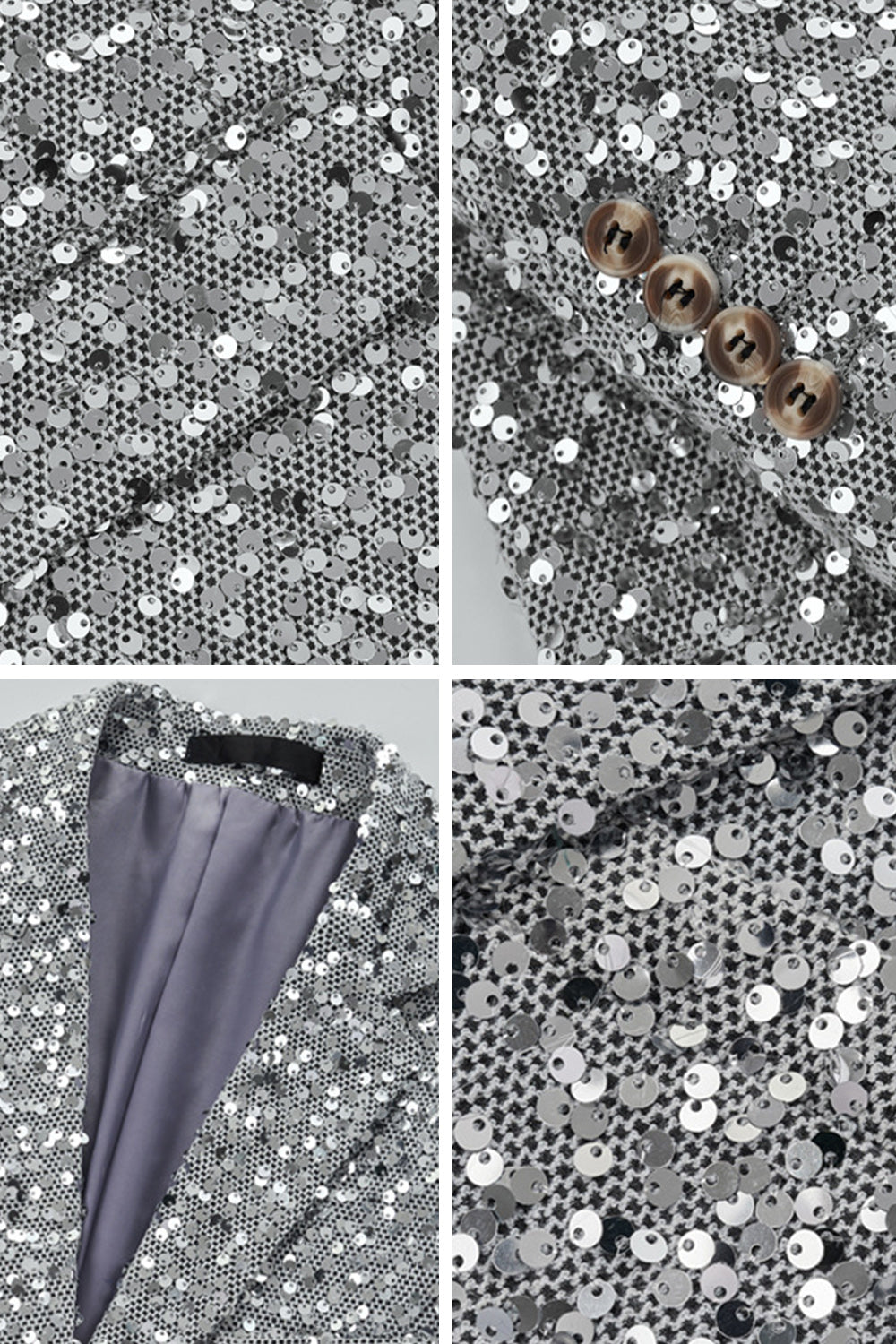 Single Breasted Gold Notch Lapel Sparkly Beaded Men's Jacket