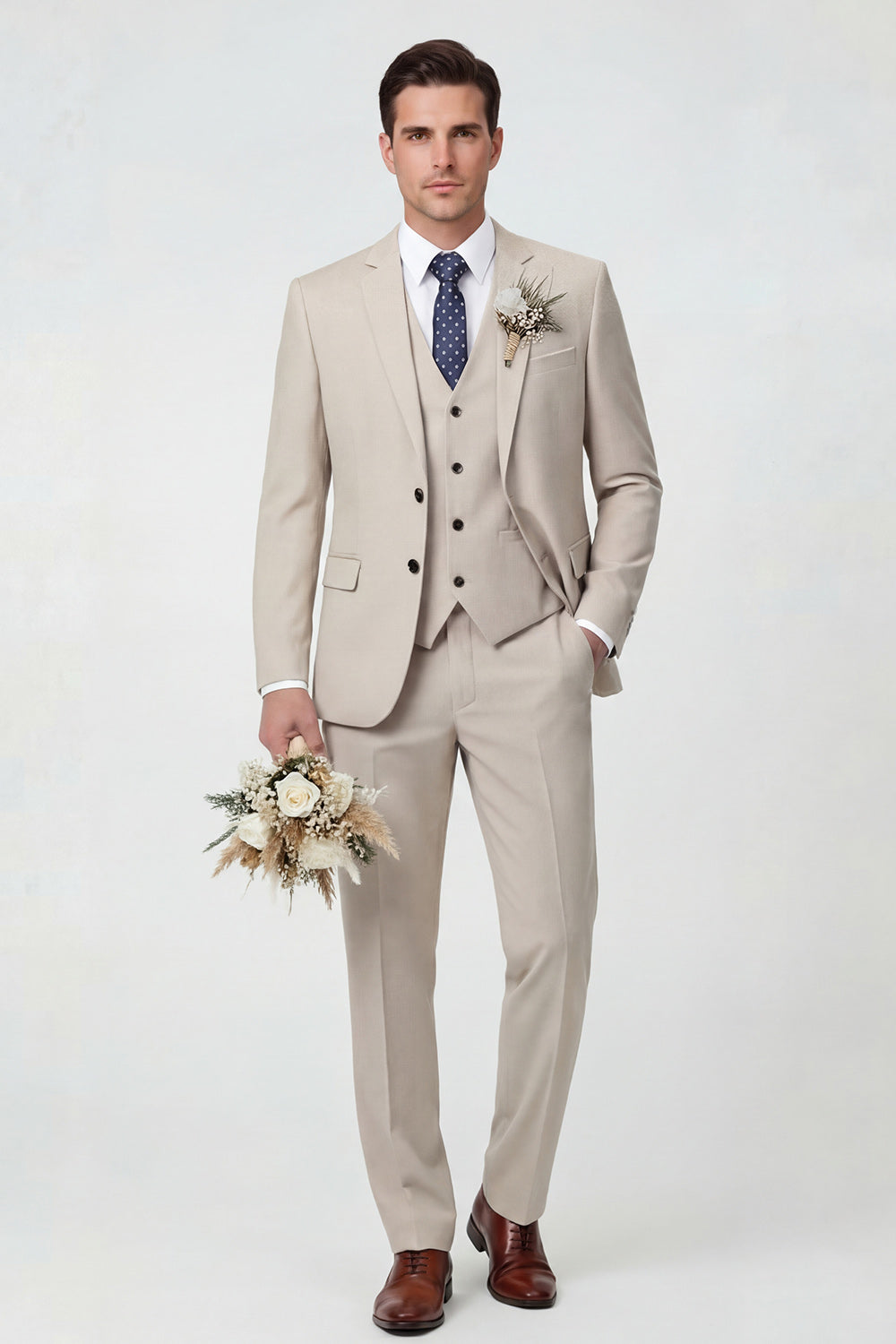 Dark Grey 2 Piece Notch Lapel Single Breasted Men's Prom Suits