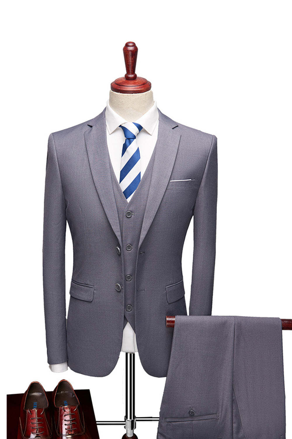 Dark Grey 2 Piece Notch Lapel Single Breasted Men's Prom Suits