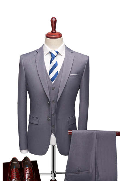 Dark Grey 2 Piece Notch Lapel Single Breasted Men's Prom Suits