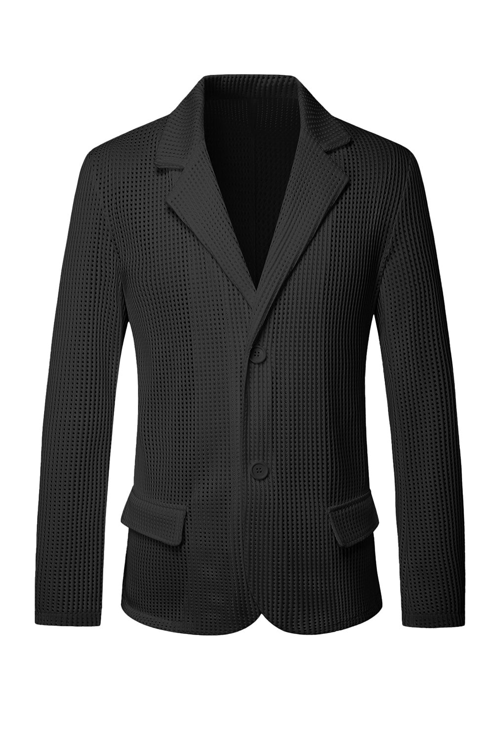 Black Notch Lapel Single Breasted Men's Jacket with Pcokets