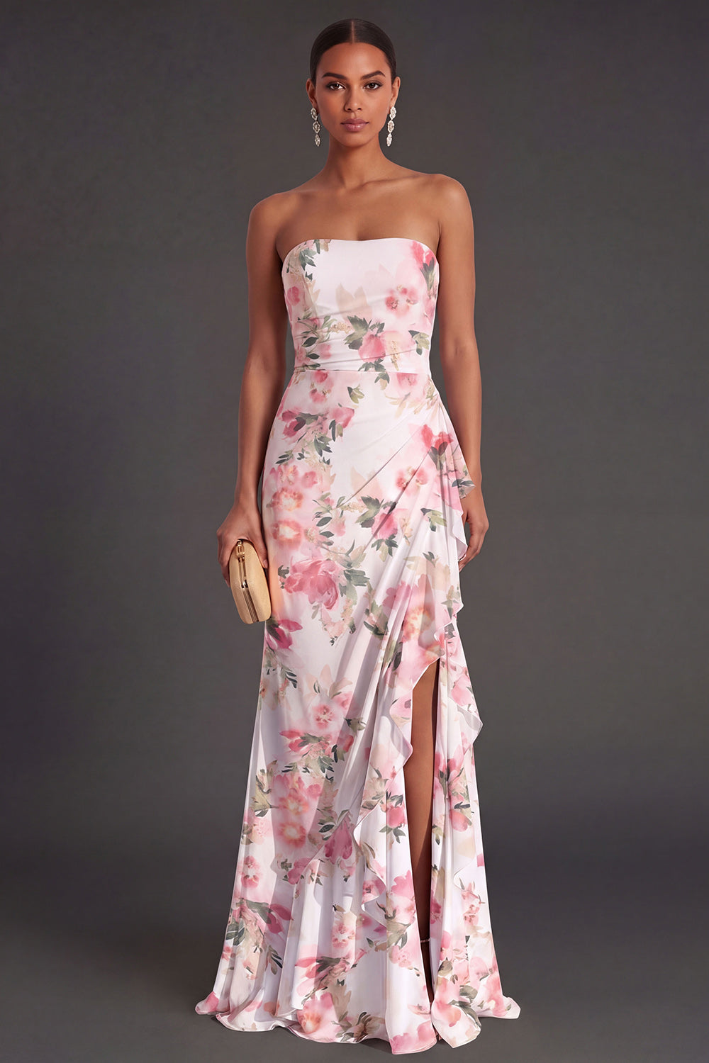 ladies pink floral dresses Provence Bloom Tiered Midi Dress Floral Pink