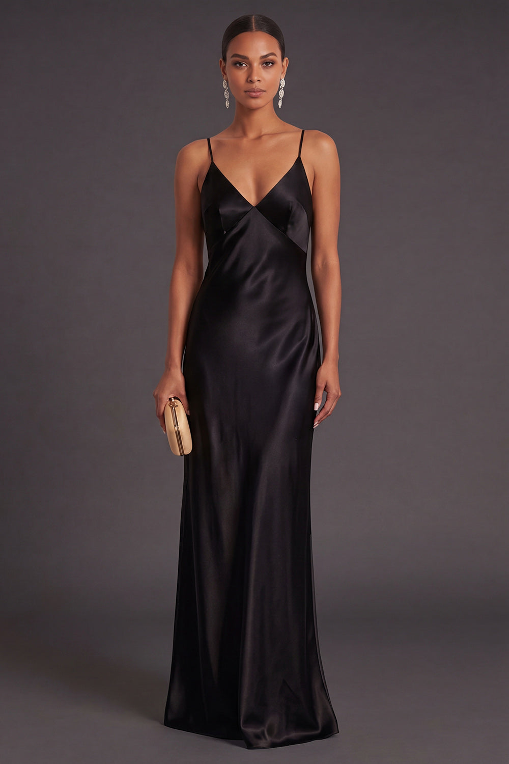 Black Mermaid Spaghetti Straps Long Bridesmaid Dress