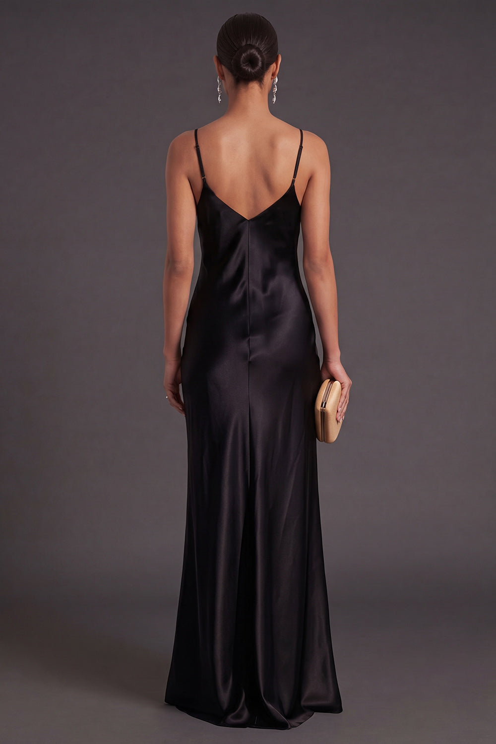 Black Mermaid Spaghetti Straps Long Bridesmaid Dress