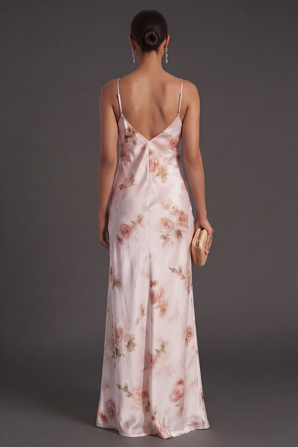 Spaghetti Straps Floral Ivory Red Long Mermaid Bridesmaid Dress