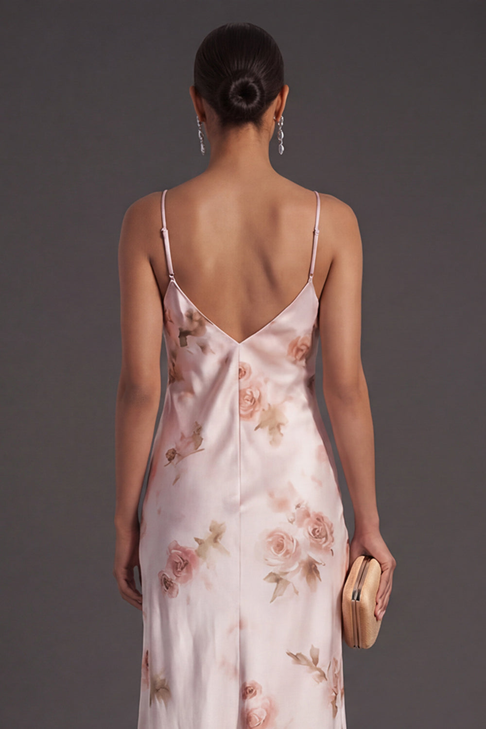 Spaghetti Straps Floral Ivory Red Long Mermaid Bridesmaid Dress