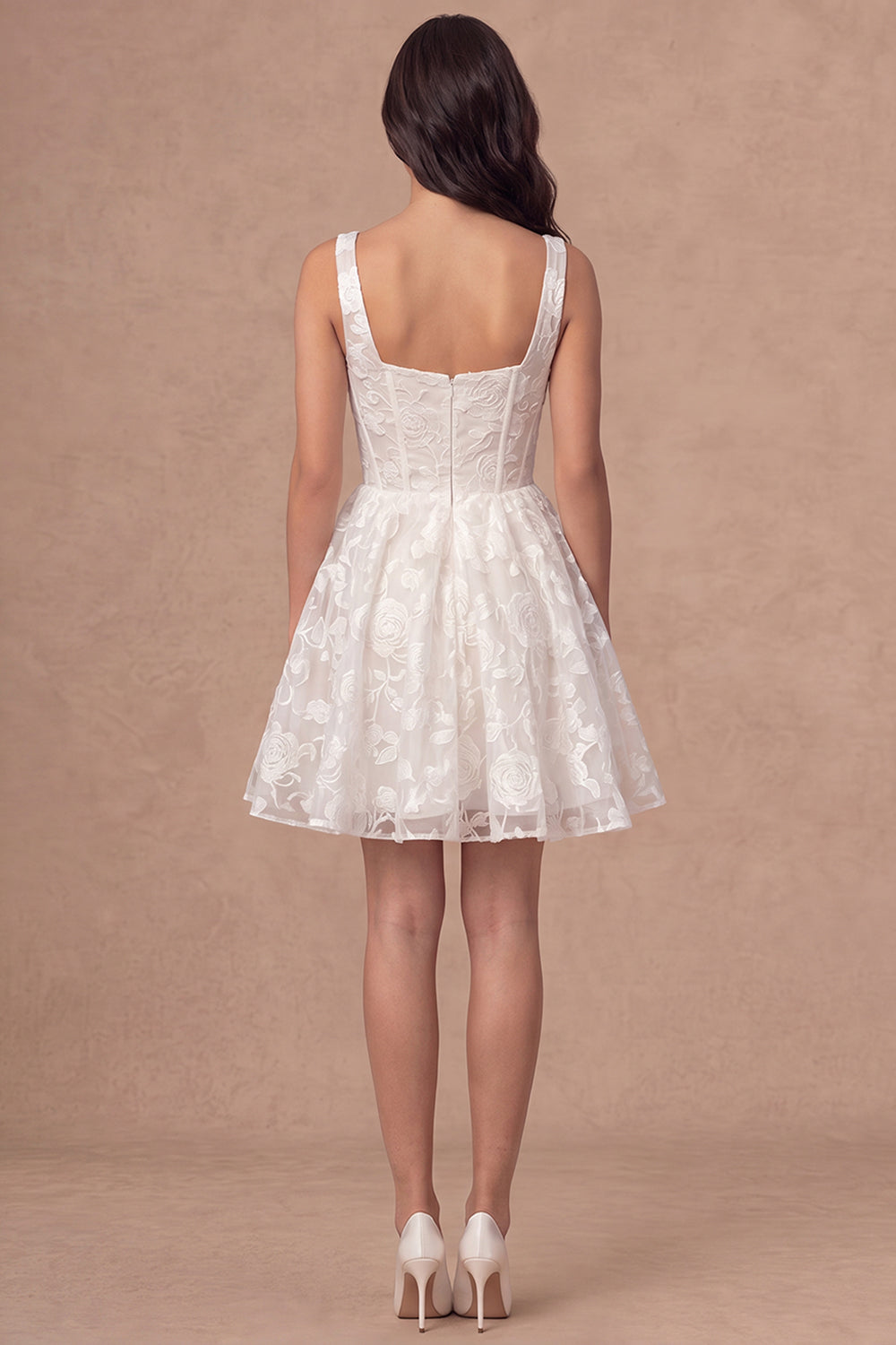 A Line Flora Thick Straps Corset Little White Dress