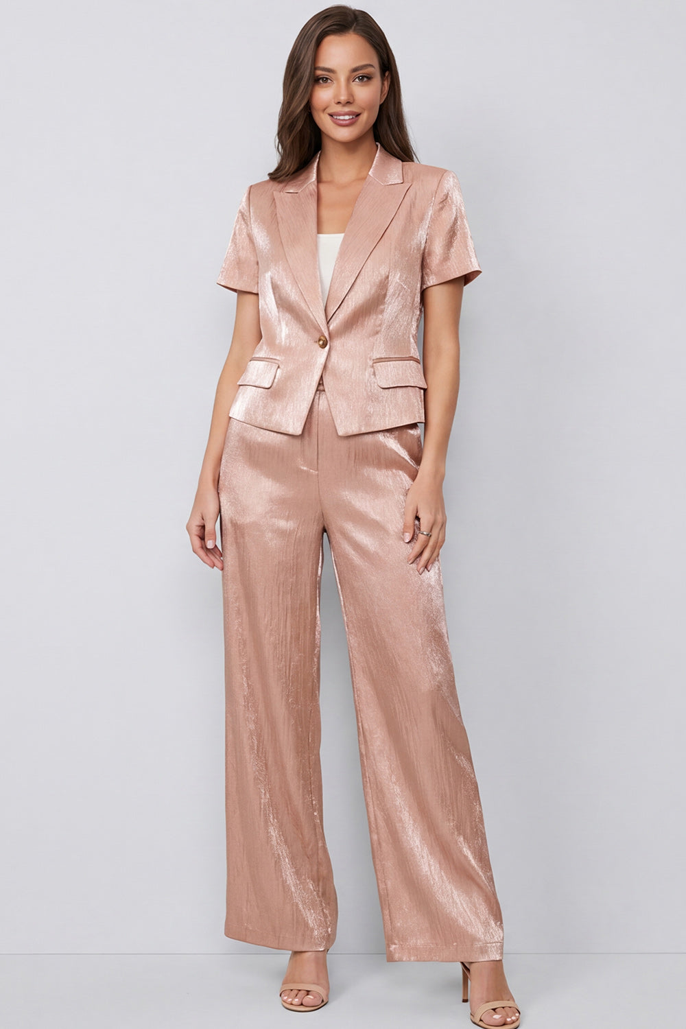 Single Breasted Dusty Rose Peak Lapel 2 Piece Business Suits