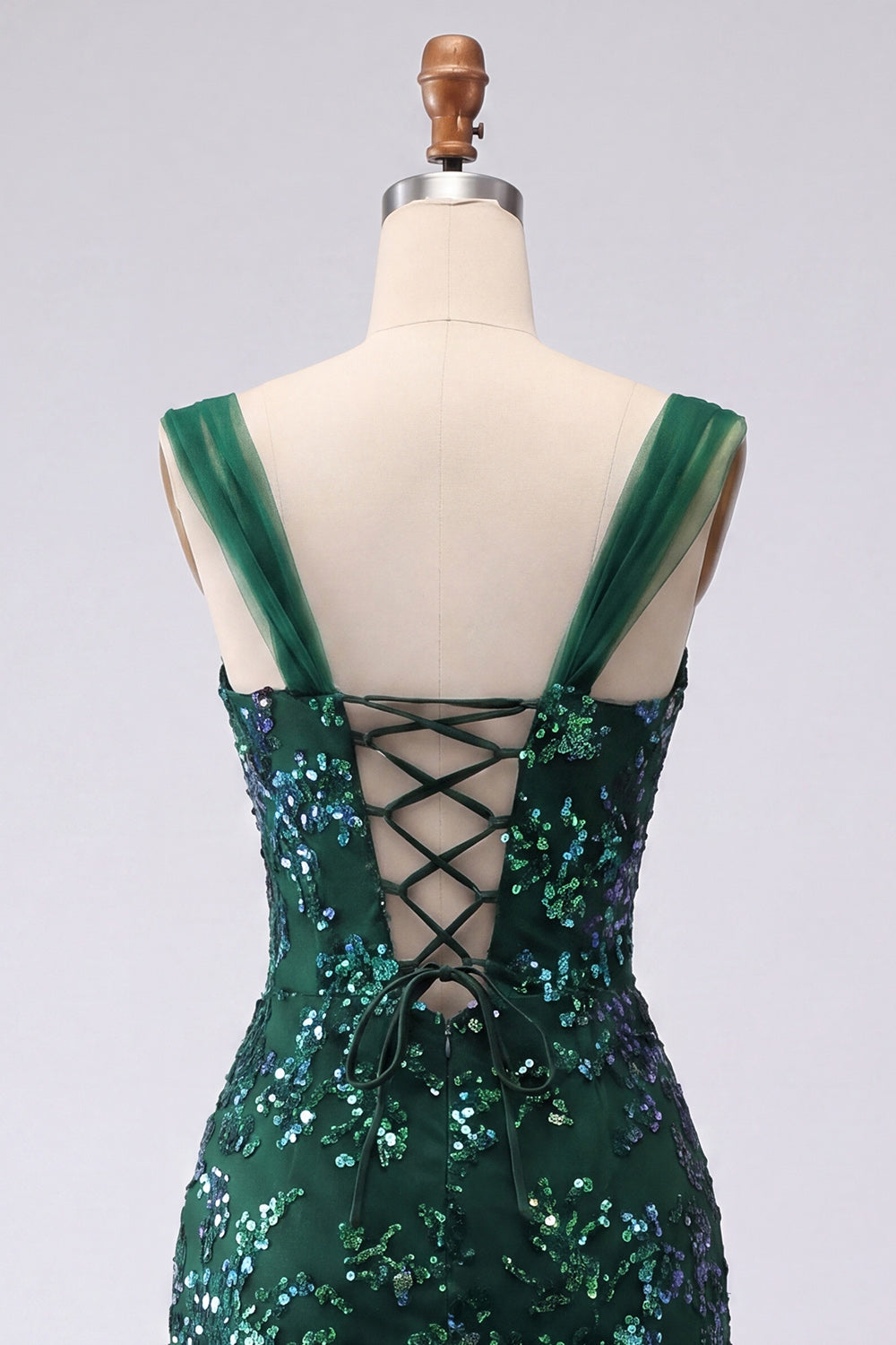 Sparkly Bodycon Dark Green Thick Straps Short Homecoming Dress