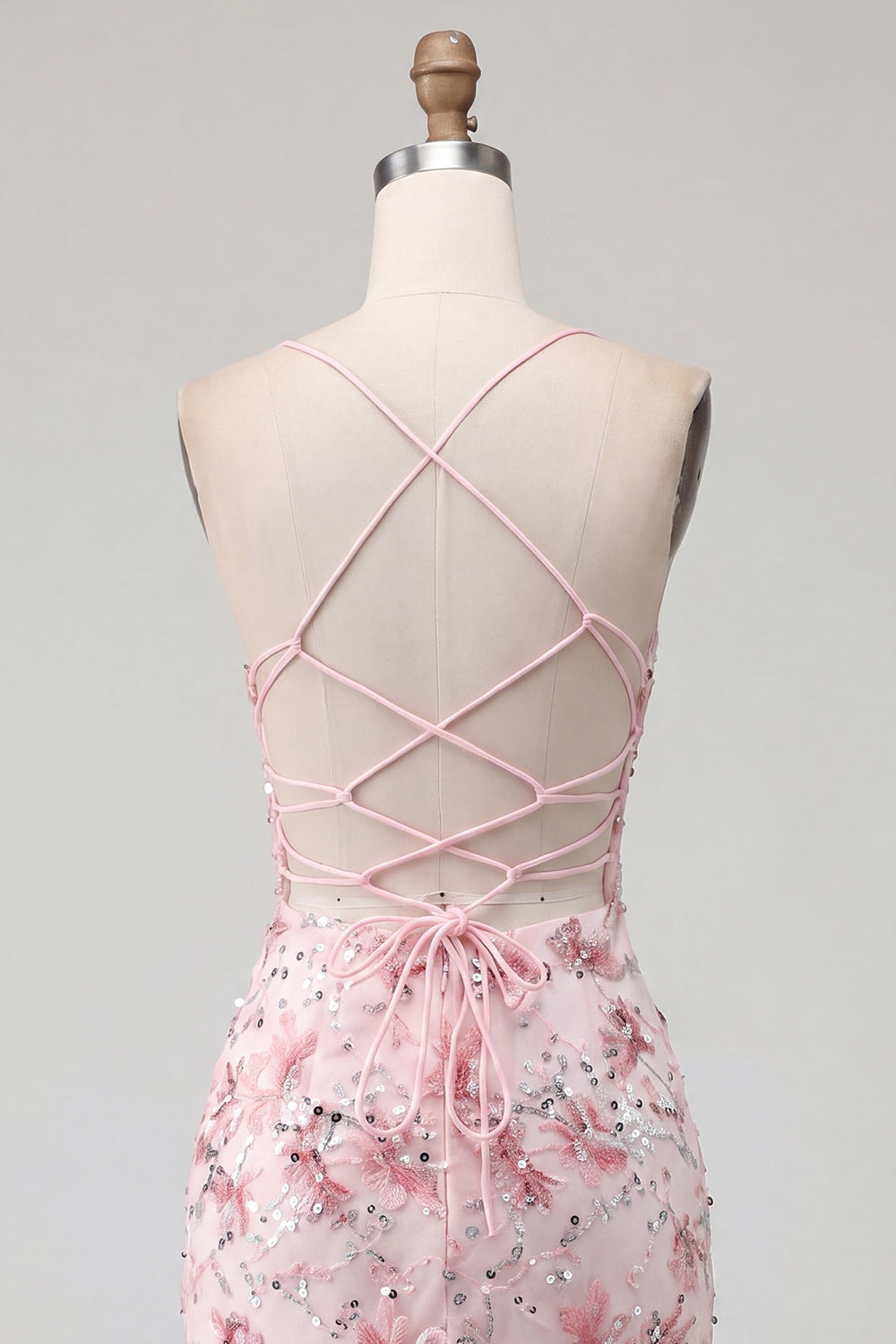 Corset Pink Floral Sparkly Sequined Short Homecoming Dress