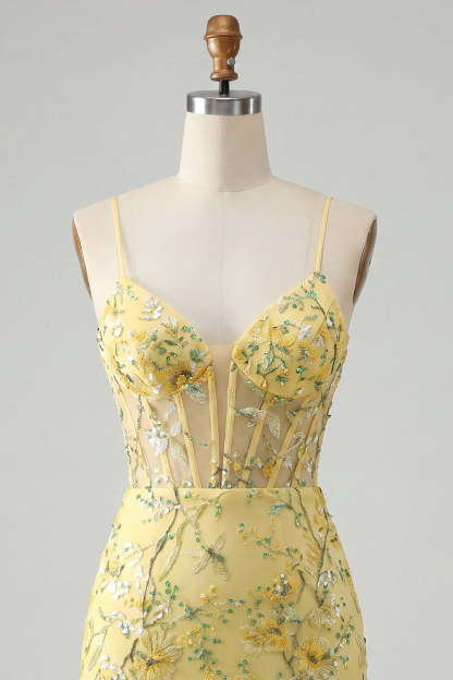 Corset Pink Floral Sparkly Sequined Short Homecoming Dress