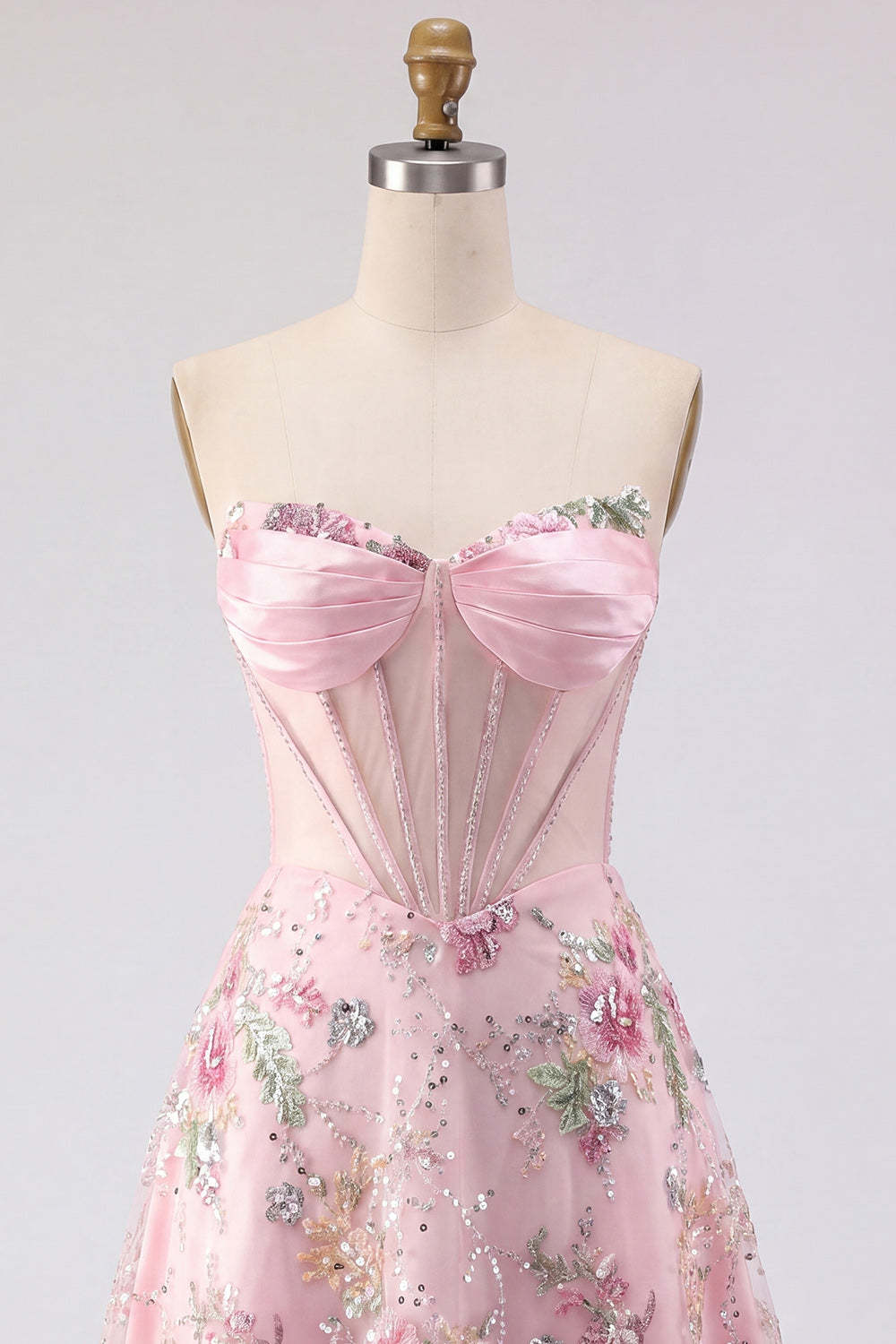 Pink Floral Backless Corset Short Homecoming Dress