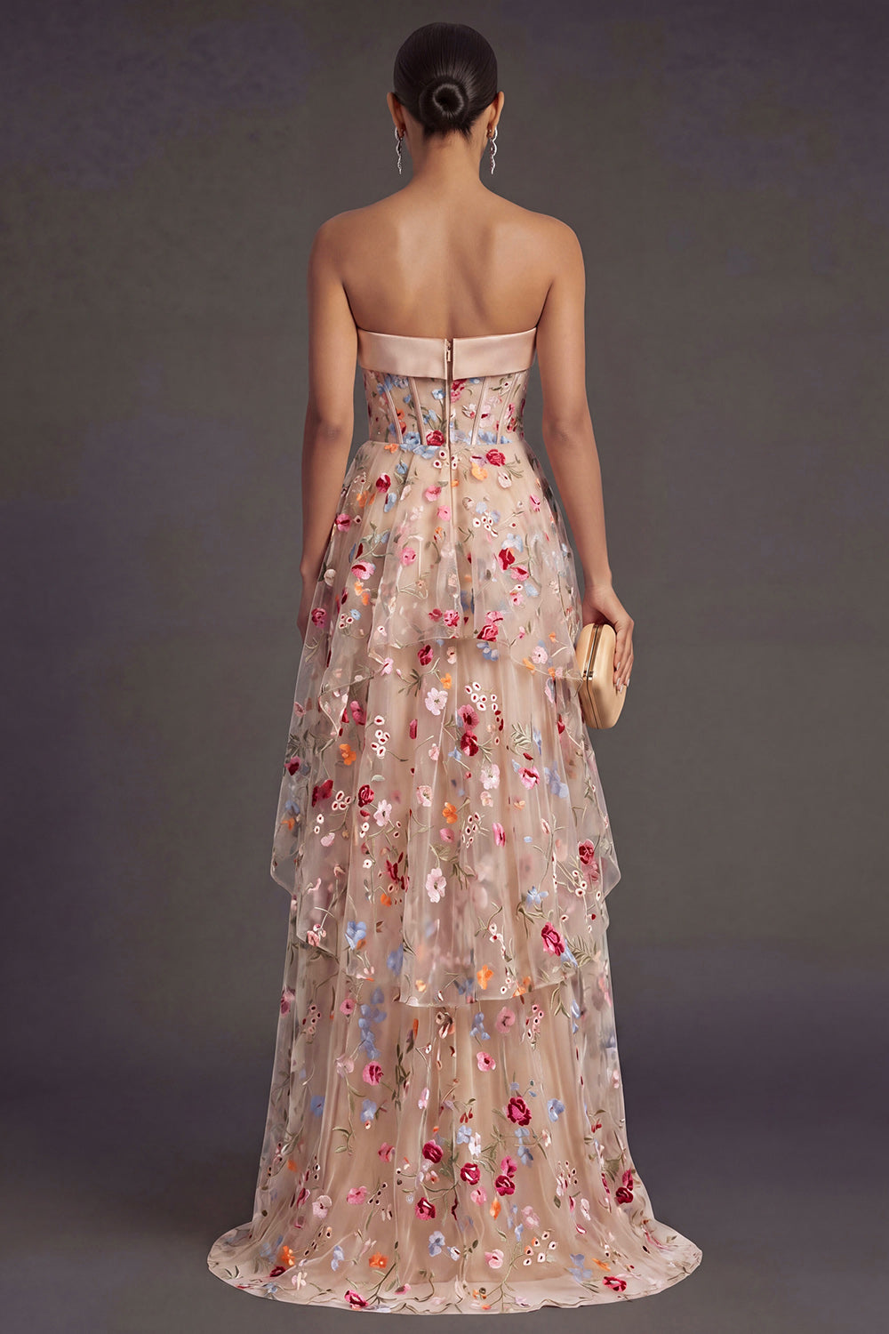 Corset Floral A Line High Low Wedding Guest Dress