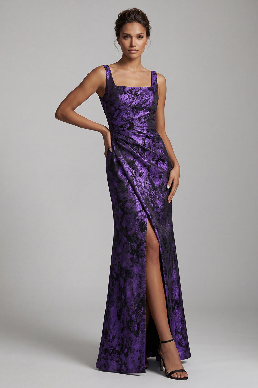 dark fuschia bridesmaid dresses Modest Fuchsia Satin Cap Sleeves Bridesmaid Dress – Lisposa main image 1