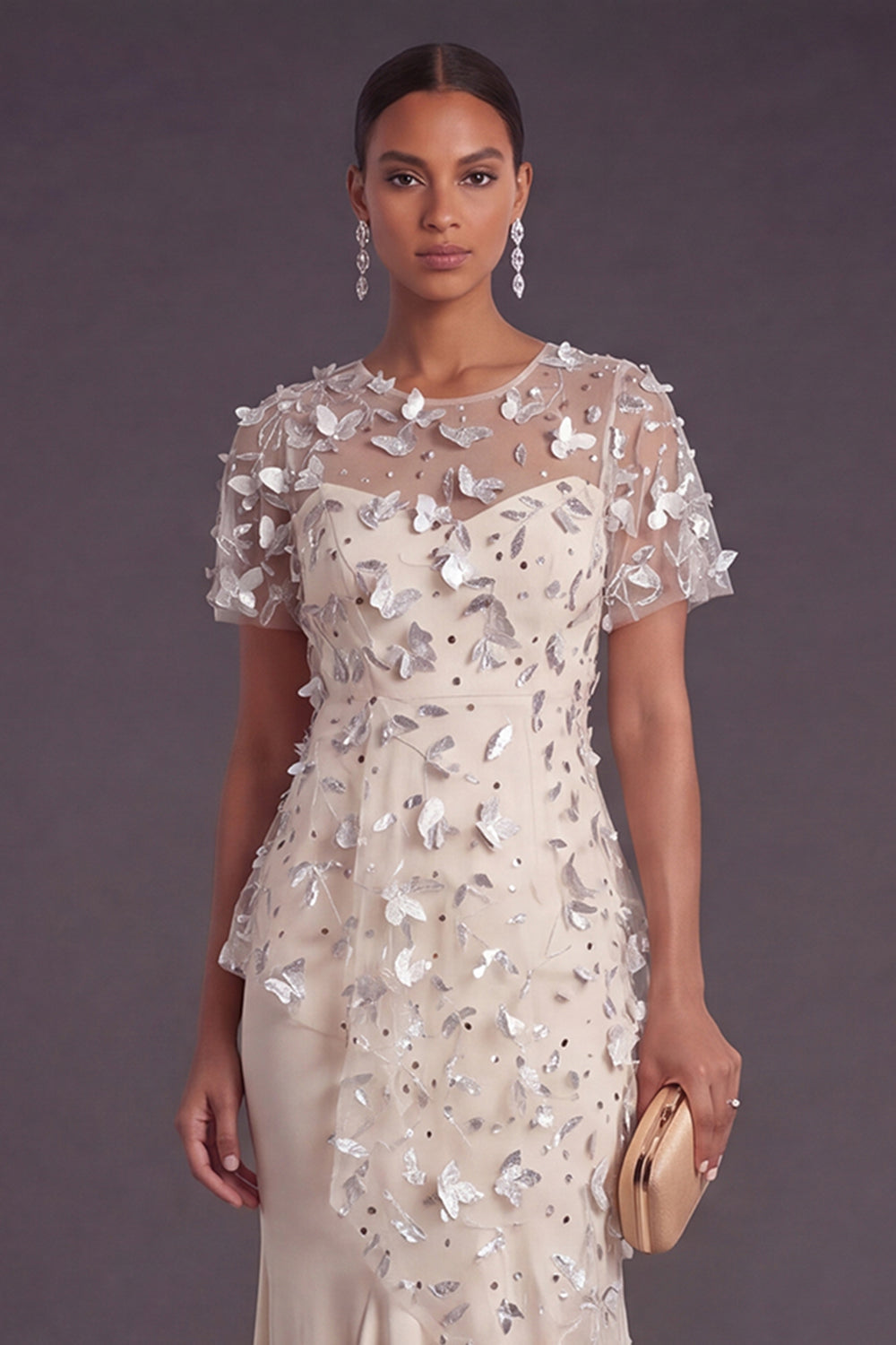 Mermaid Apricot Floral Ruffled High Low Formal Dress
