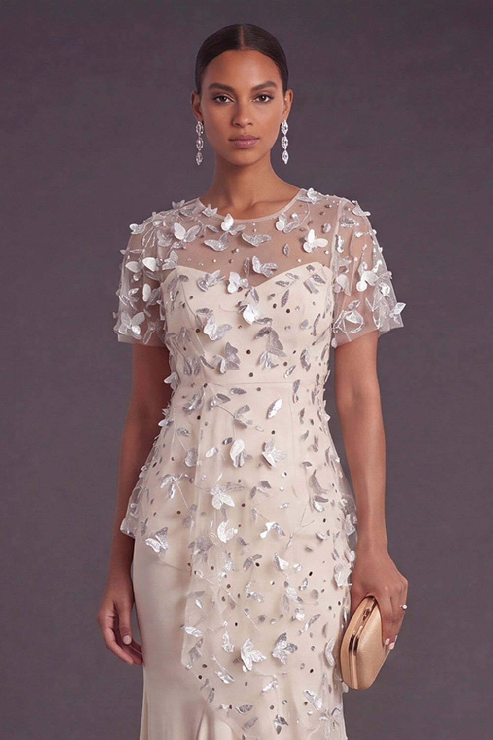Mermaid Apricot Floral Ruffled High Low Formal Dress