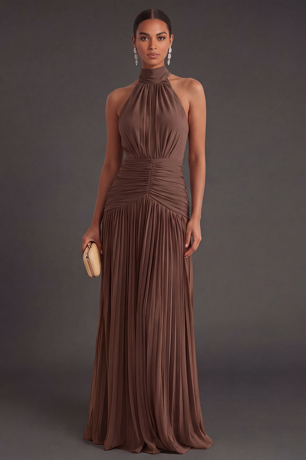 brown halter neck wedding guest dress Destination Wedding Guest Dresses to Impress Club L London