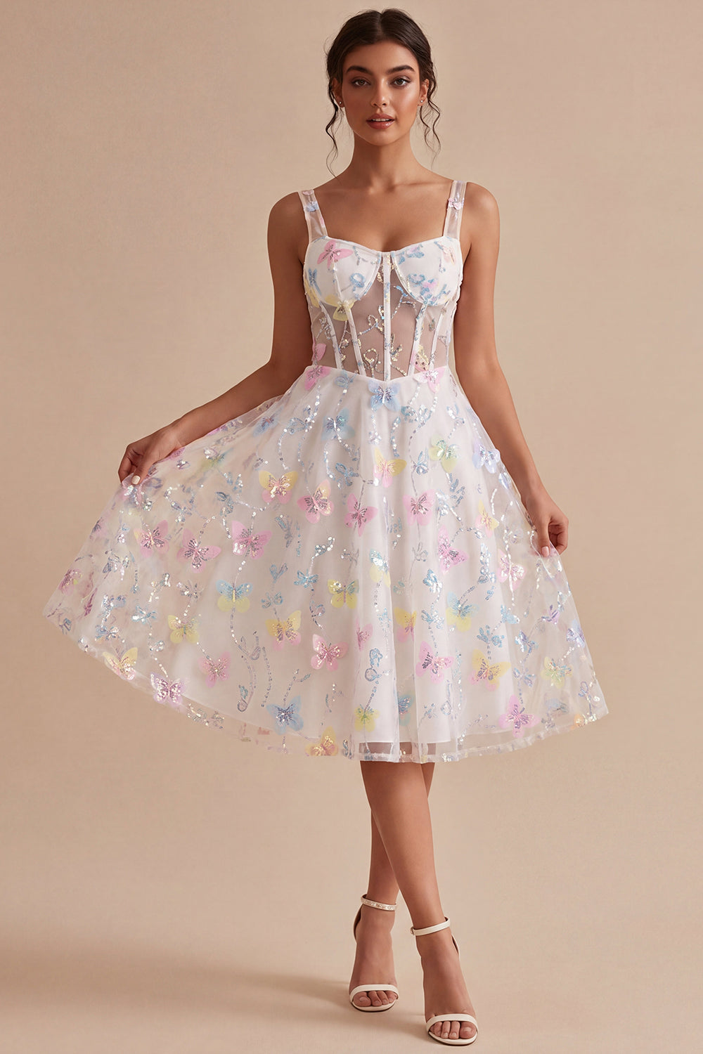 A Line Corset Thick Straps Little White Dress