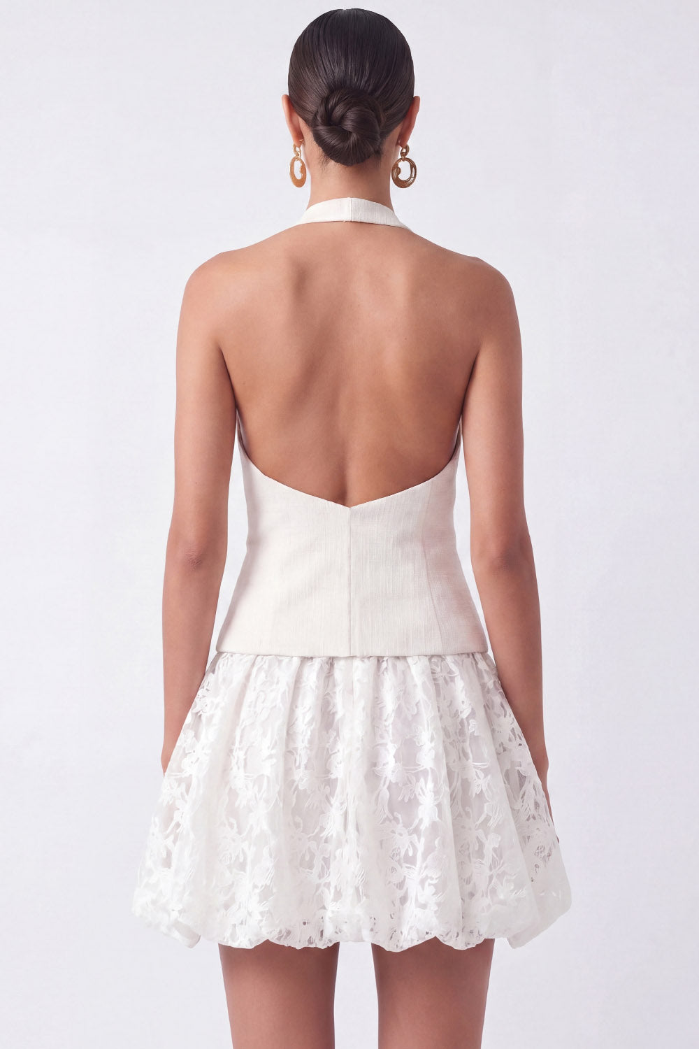 White Halter Neck Short A Line Bridal Shower Dress