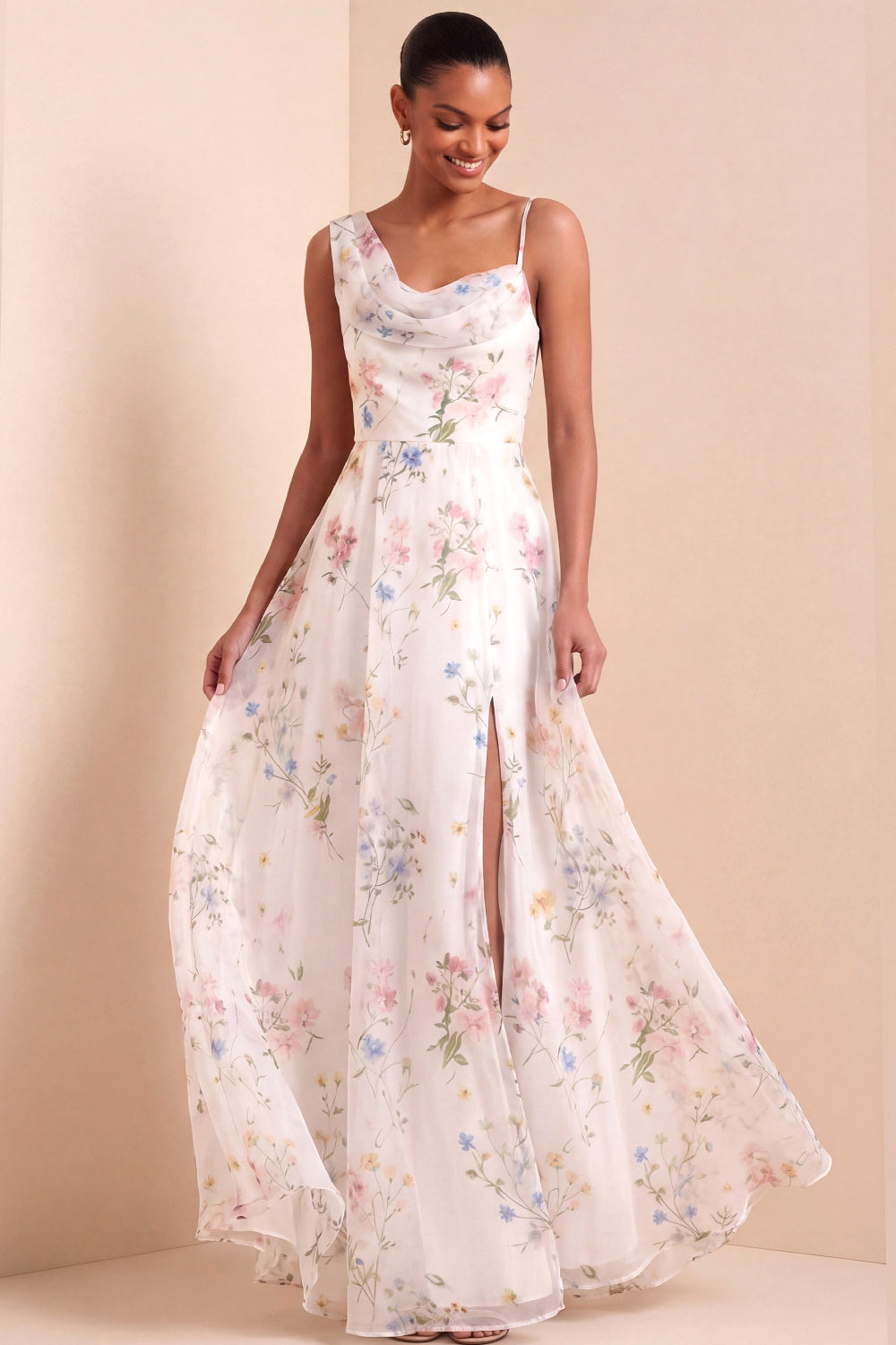 A Line White Floral One Shoulder Long Wedding Reception Dress with Slit